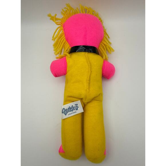 Vtg. Parisi Creations Plush Neon Pink & Yellow 13" Retro Animal Stuffed Toy - Picture 4 of 8